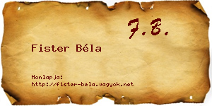 Fister Béla névjegykártya